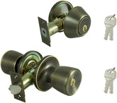 ProSource BS8B1-PS Deadbolt and Entry Lockset, Turnbutton Lock, Tulip Design, Antique Brass, 3 Grade, Brass